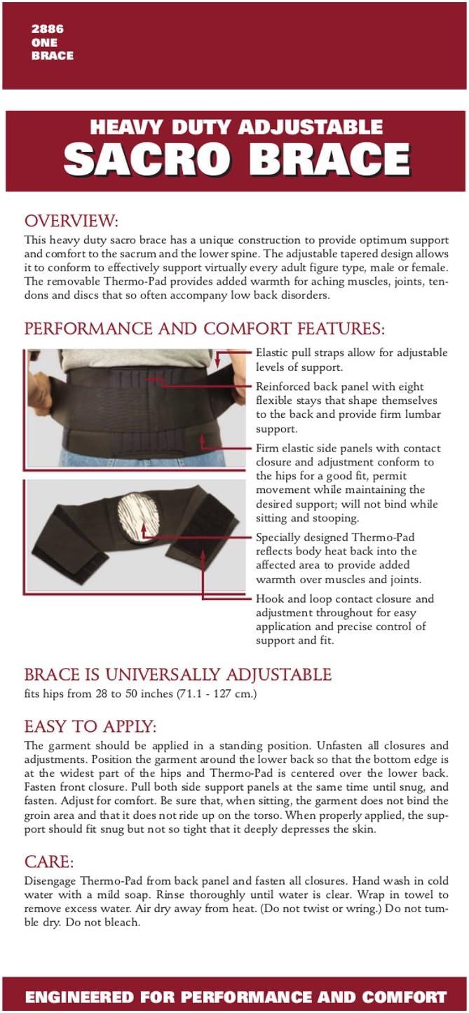 OTC Sacro Brace, Lower Back, Heavy Duty Support, Thermo Pad