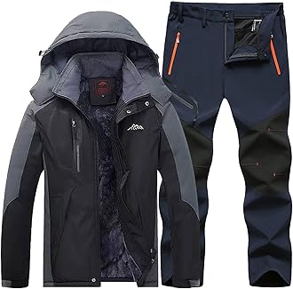 Buddhi Men 2023 Ski Jacket and Pant Set Fall Winter Warm Waterproof Windproof Hooded Snow Coat 2 Pieces Snowboarding Snowsuit