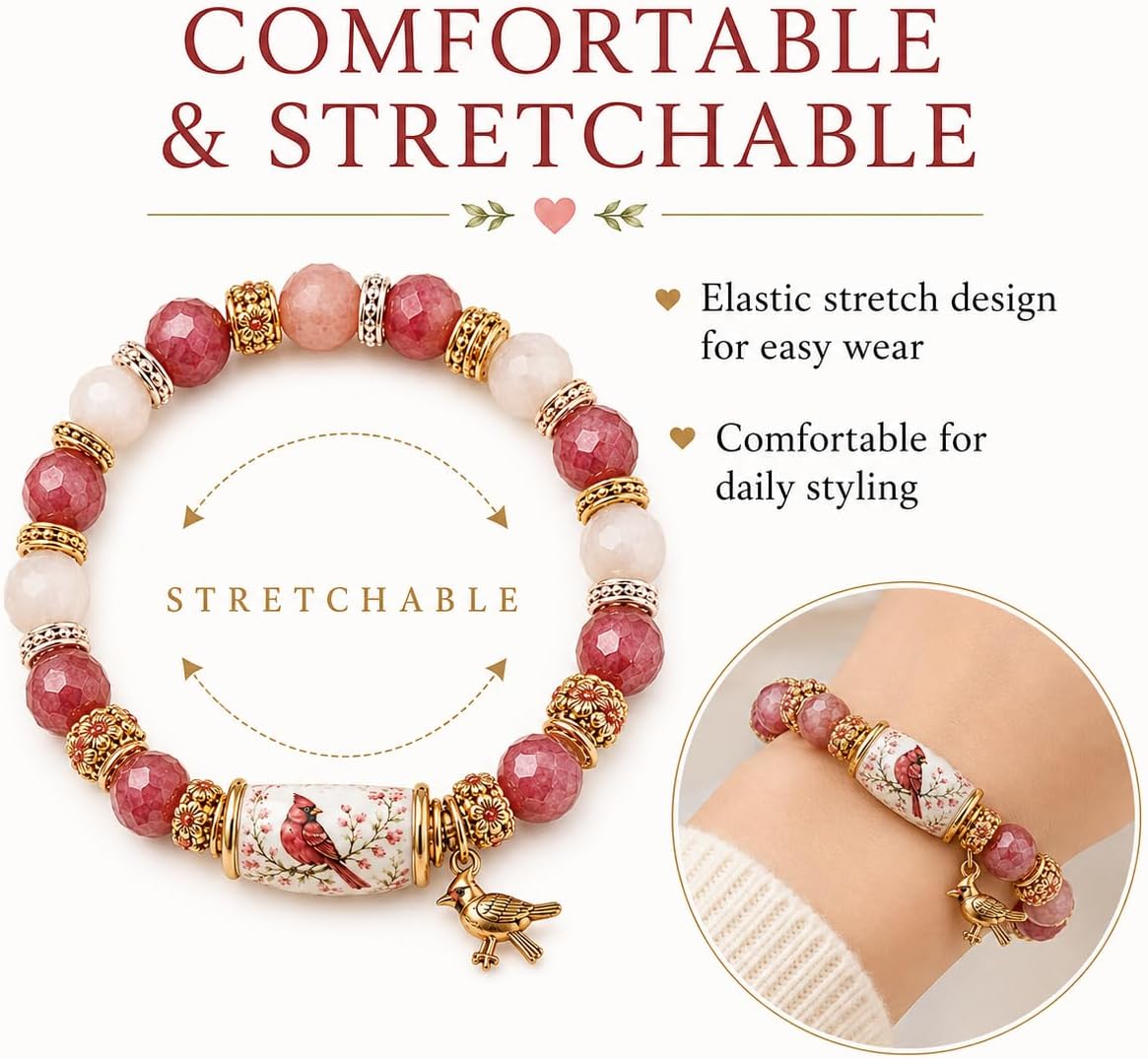 Inspirational Blessing Bracelet For Women, Natural Stone Crystal Bead With Hummingbird Butterfly Bee Sunflower Charms Stretch Bracelets , Love Peace New Beginnings Spring Garden Birthday Anniversary Christmas Gift jewelry image 2
