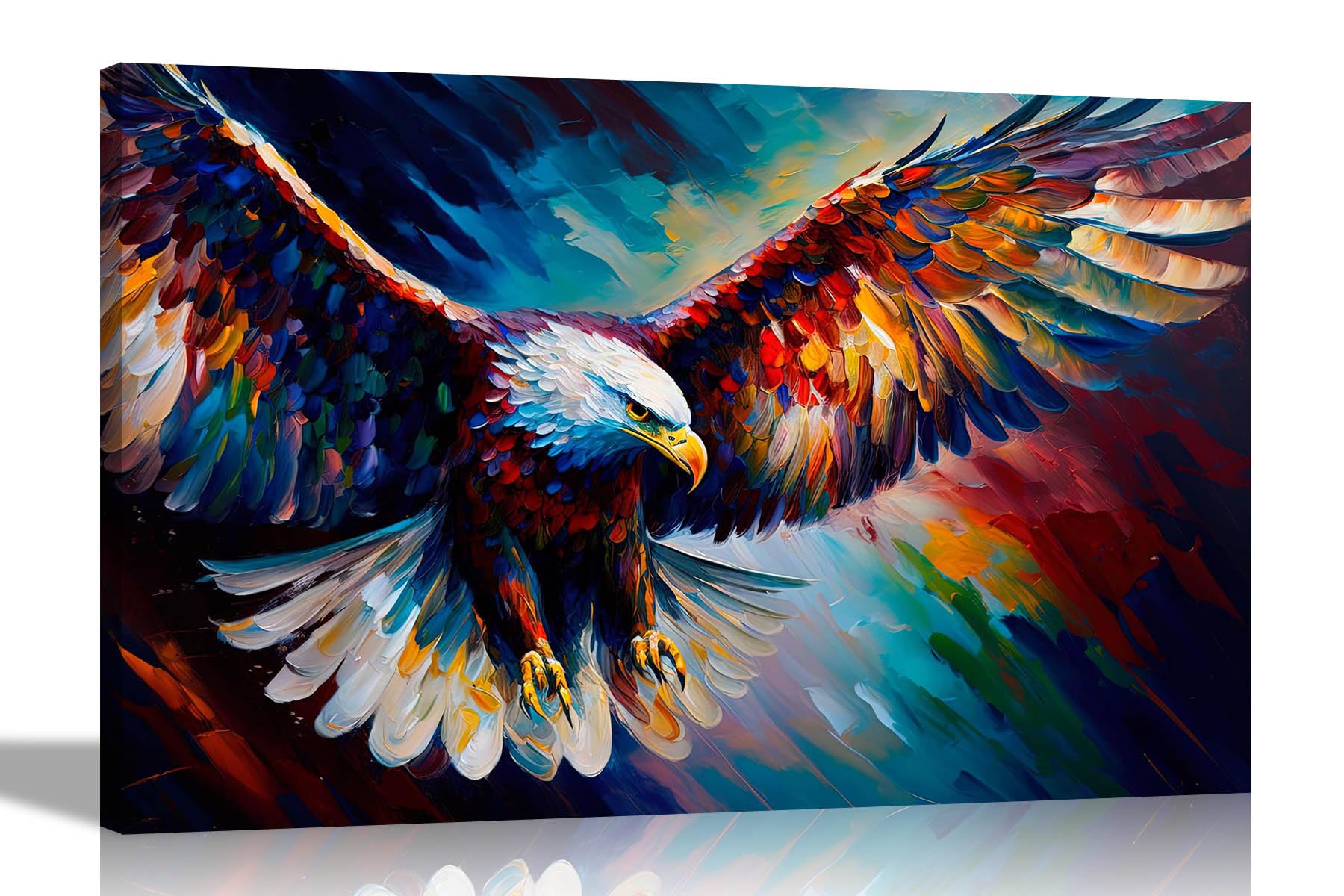 Artley Prints - Pouncing Eagle Abstract Canvas Prints - Colourful Wall Art that's perfect for the Living Room, Home, Office or Hallway 51 x 35cm (20 x 14 inches)