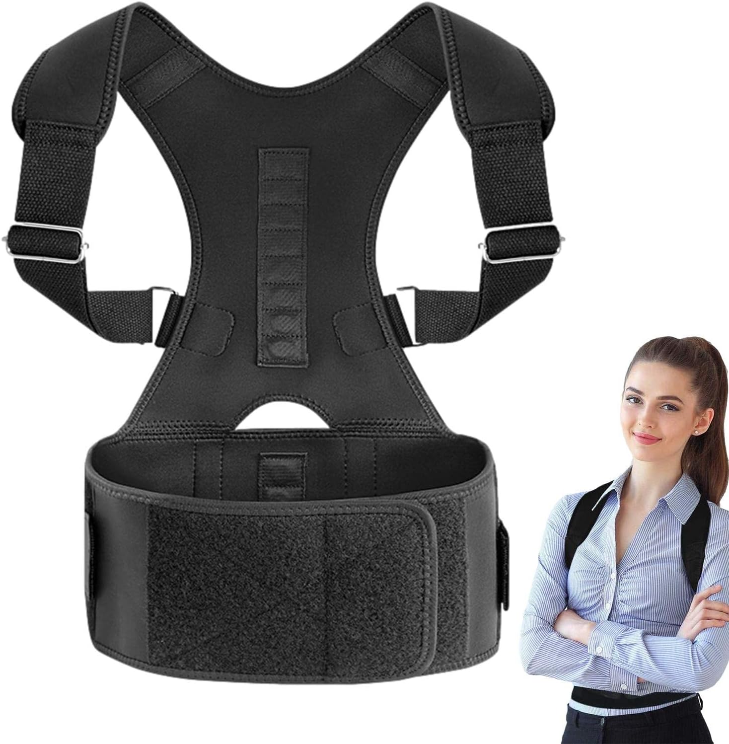 ROWCES Back Correction Belt Adjustable Back Brace For Men Women