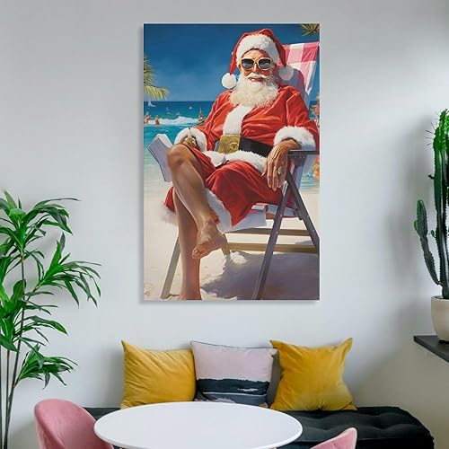 Miniatura 6 de LohxA Weihnachtsmann Im Urlaub - Digitaler Download Für Festliches Wand-Dekor - Druckbares Weihnachts-Ölge Canvas Wall Art Print Poster For Home