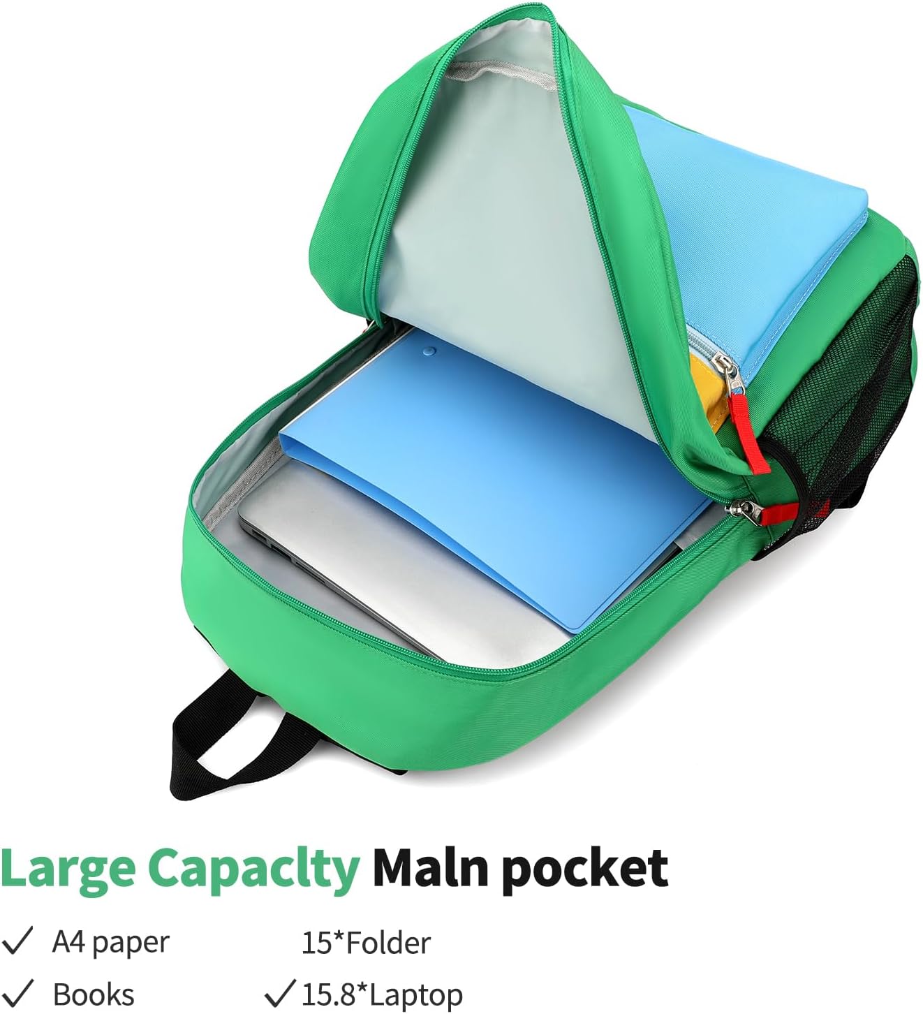 Backpack Set for Girls Boy Kids Backpack with Lunch Box for Elementary Primary Kindergarten School Bag (Green Blue Set, Large) - Image 7