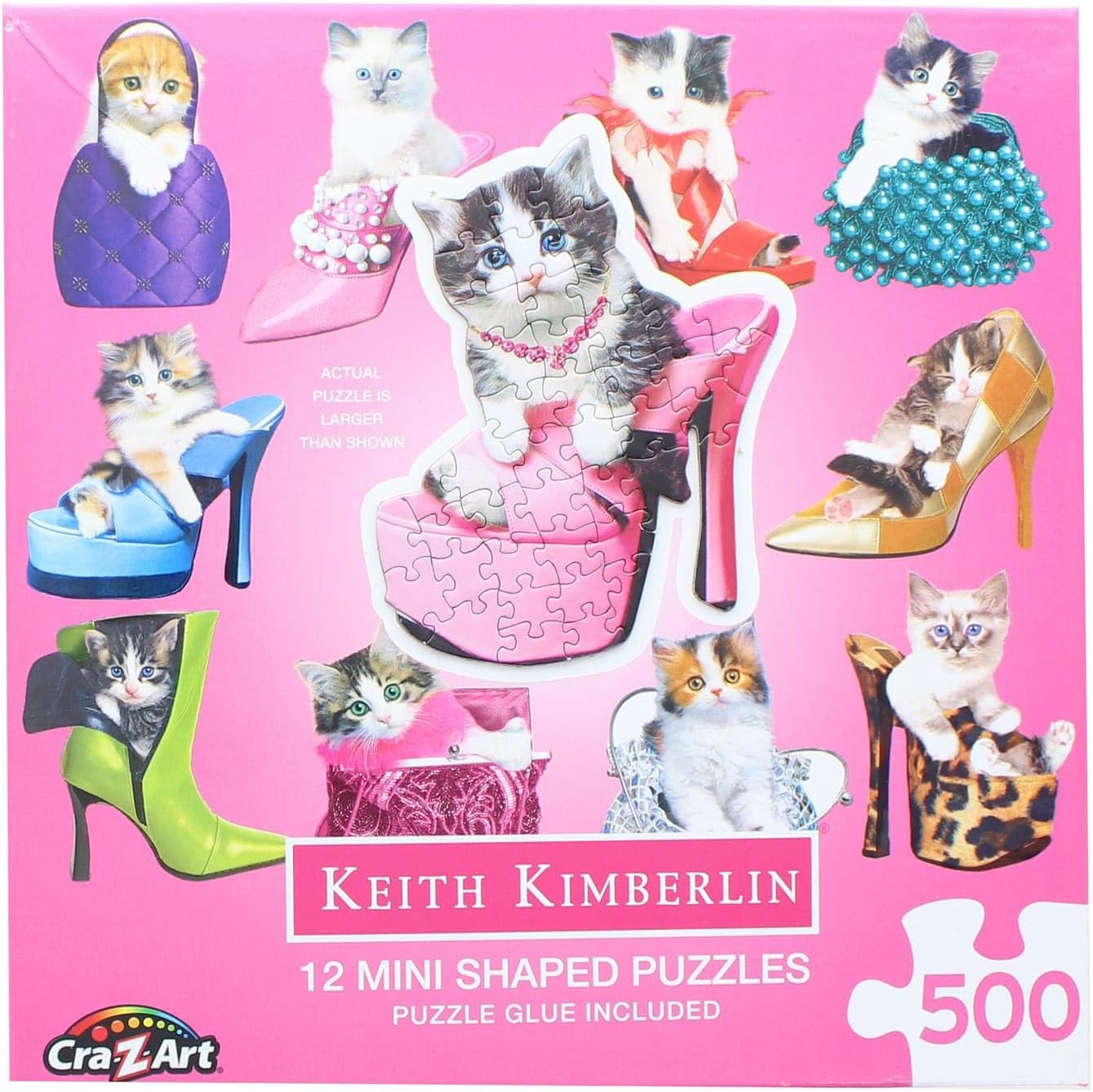 CRA-Z-ART Pretty Kitties | 12 Mini Shaped Jigsaw Puzzles | 500 Color Coded Pieces