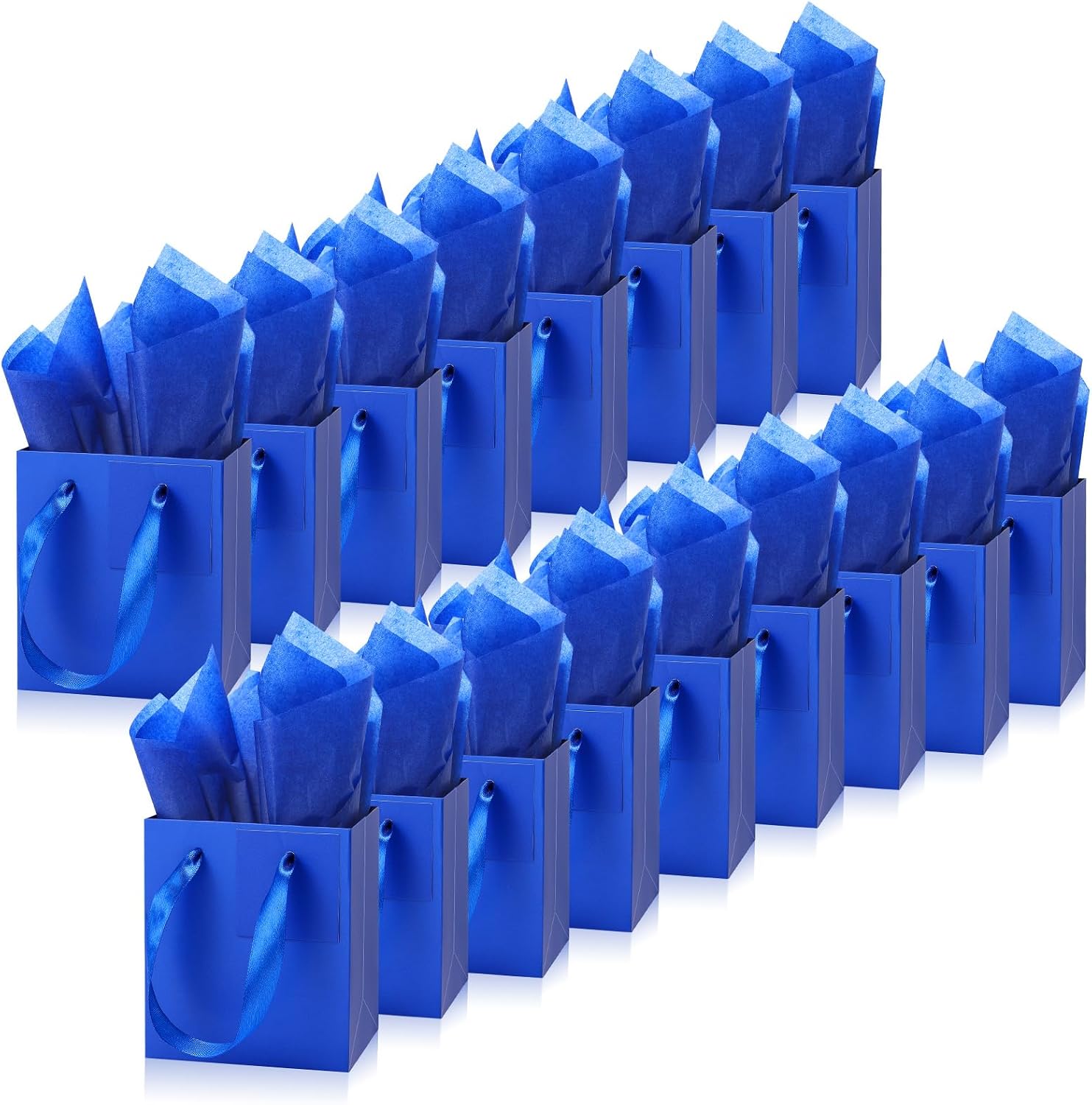 Tenare 12 Pcs Small Gift Bags Mini Paper Bags,4 * 2.75 * 4.5inch,Royal Blue