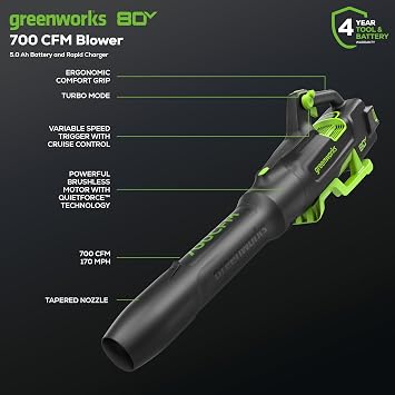 Greenworks 80V 21 Cordless Push Lawn Mower & Leaf Blower Combo,Brushless Electric Mower with 4.0Ah Battery & Rapid Charger,4-in-1 System for Medium Yards,770 CFM Blower for Homeowners