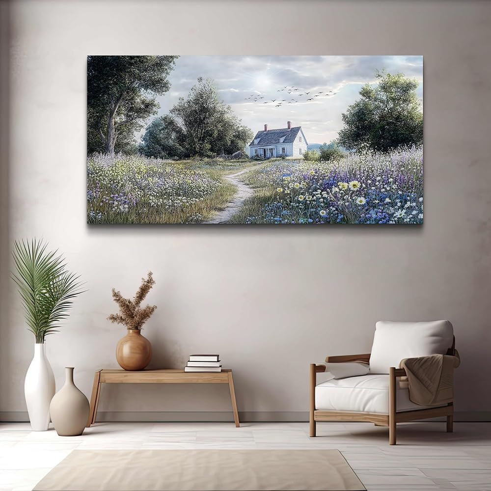 KELIYUAN Large Wall Art For Living Room Canvas Wall Decor For Bedroom Office Wall Decoration Vintage Country Field Landscape Painting Framed Pictures Artwork Room Mural Aesthetic Home Decor 30x60