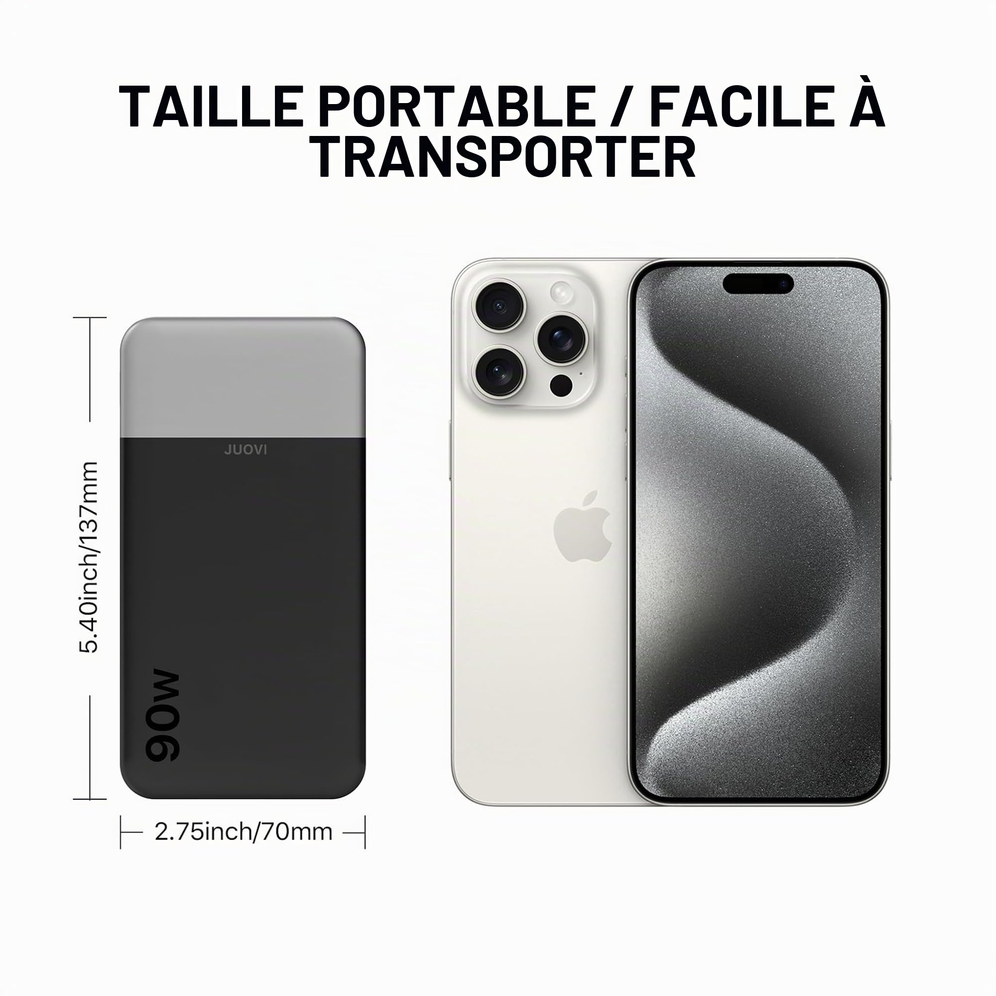 JUOVI Batterie Externe pour Ordinateur Portable 90W Power Bank 20000mAh