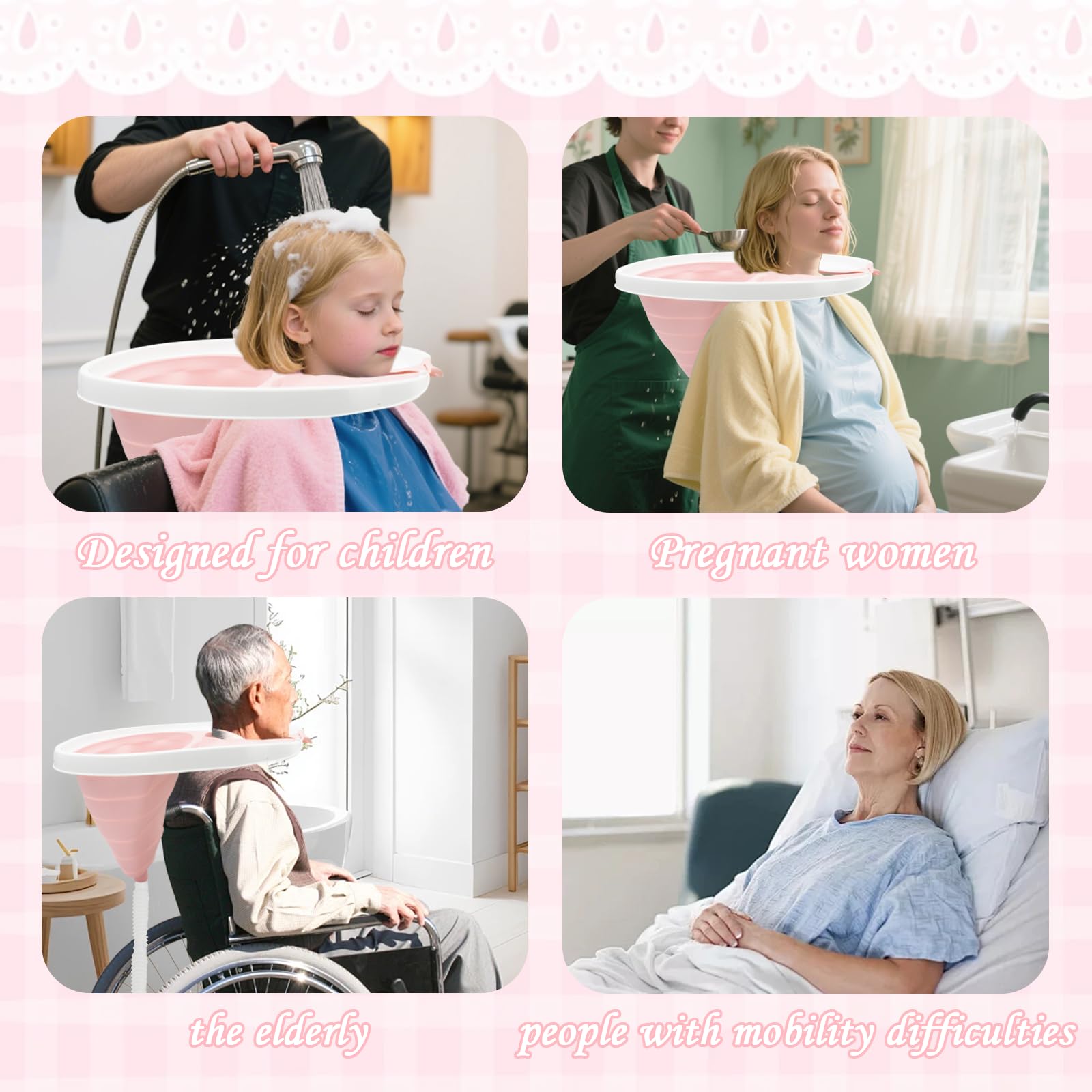 Lavabo pour personnes alitées, bac à shampooing pliable, lavage des cheveux au lit, bac à shampoing portable, aide au lavage des cheveux pour personnes âgées, handicapées et femmes enceintes