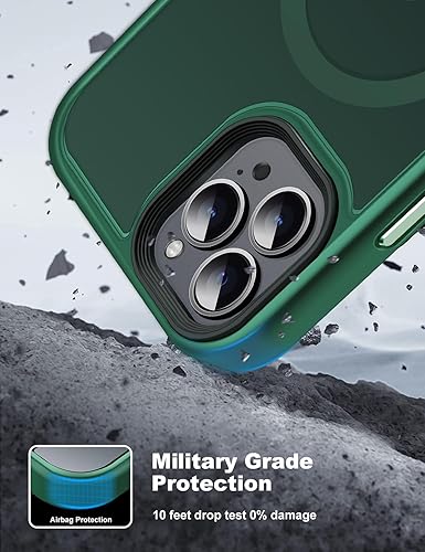 Miniatura 2 de Tigowos Funda compatible con iPhone 15 Pro, compatible con MagSafe de 10 pies, resistente a las caídas, con sensación de piel mate, cubierta trasera