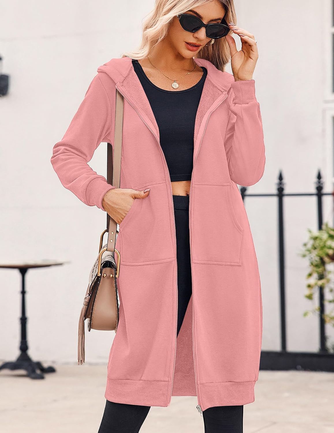 Zeagoo Women's Zip Up Hoodies Oversized Fleece Long Tunic Sweatshirts Casual Long Sleeve 2026 Fall Hoodie Jacket Coat - Image 3