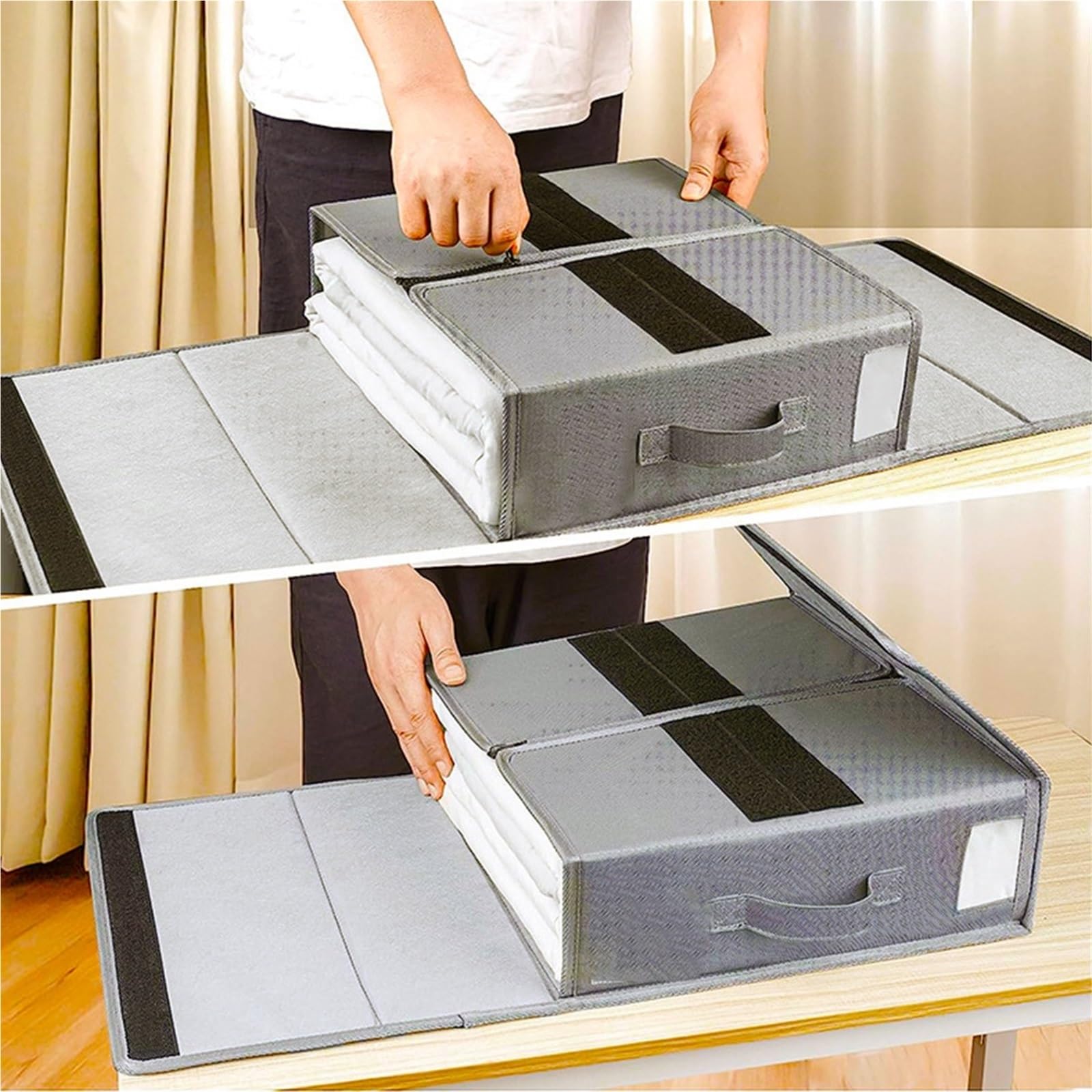 Organizer per lenzuola 1 Pz Lenzuolo Scatola di Immagazzinaggio Borsa Sottoletto Grande Capacità Pieghevole Vestiti Cuscino Trapunta Organizzatori Borse contenitore Articoli Vari(Dark Gray)