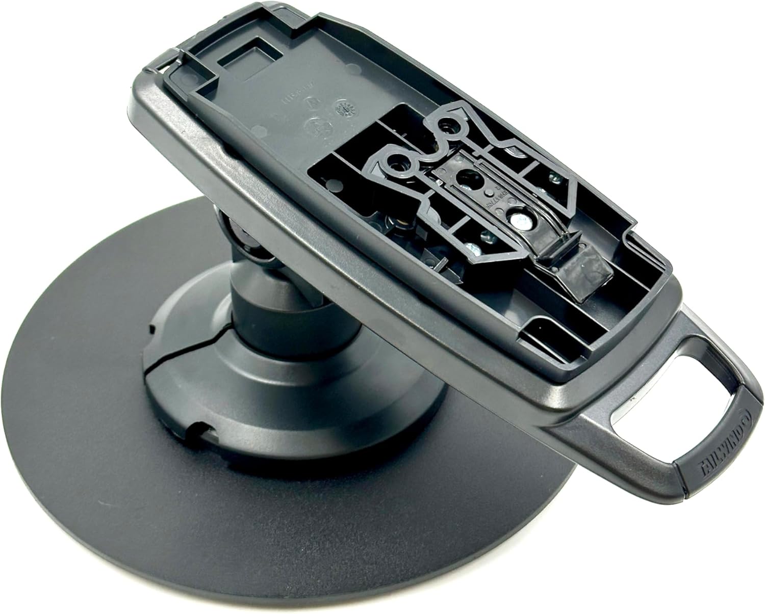 ENS Tailwind Ingenico Lane/5000 V2 3" Latch and Lock Compact Pole Mount Terminal Stand with Round Freestanding Mobility Base Plate