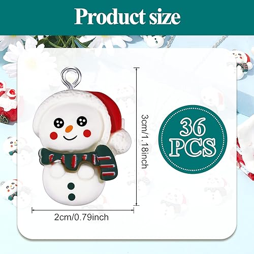 Miniatura 8 de 36 piezas de adornos de Navidad de hombre de jengibre, muñeco de nieve, figuras de pan de jengibre, decoraciones de árbol de Navidad, dijes