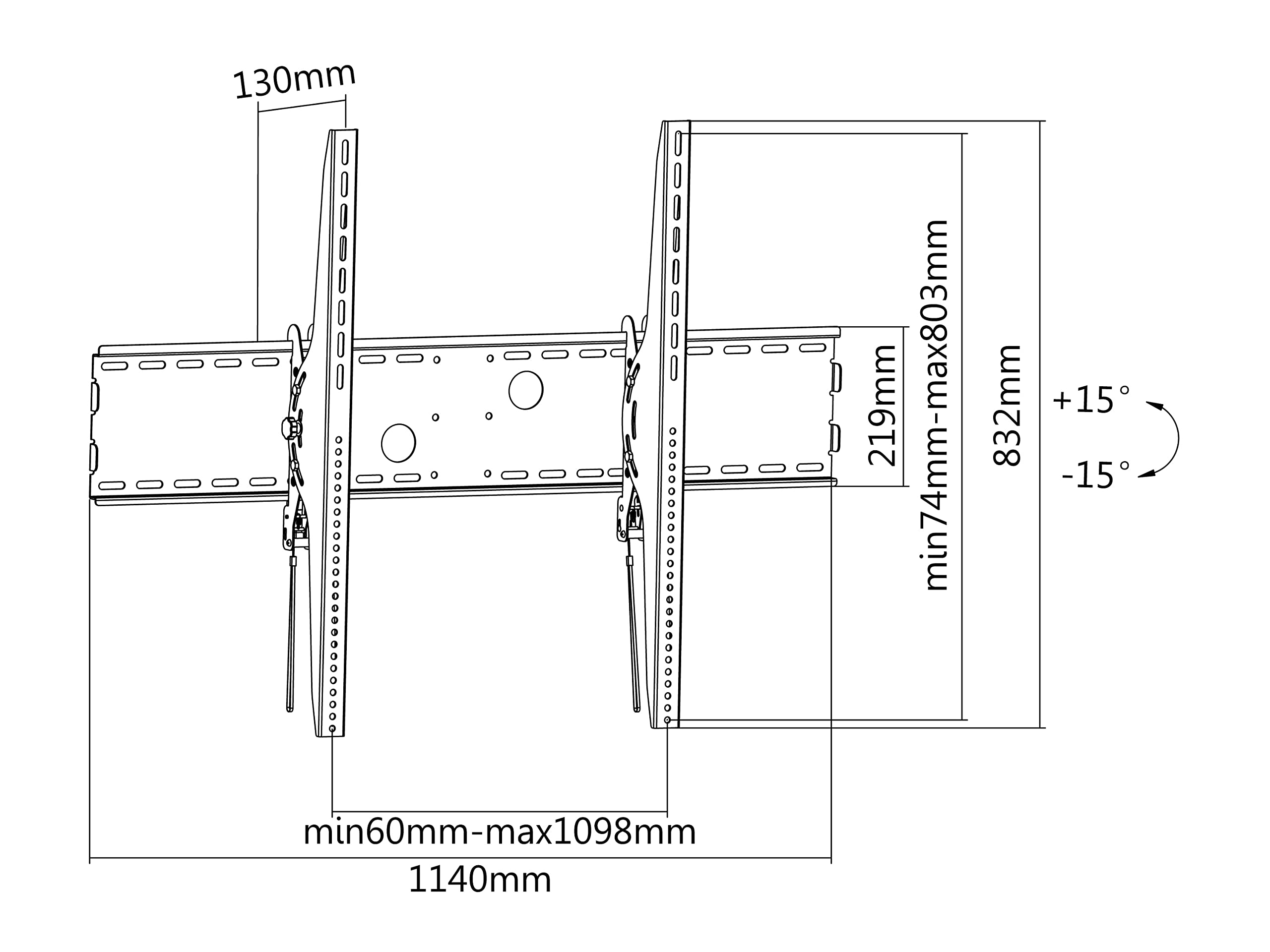 Equip Uchwyt ścienny Flat Screen 60"-100" pochylany +/-15°