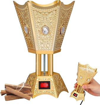 Ciieeo Electric Bakhoor Burner for Home Metal Incense Holder Aromatherapy Oud Burner Electric Incense Censer Southeast Asian Middle Eastern Style