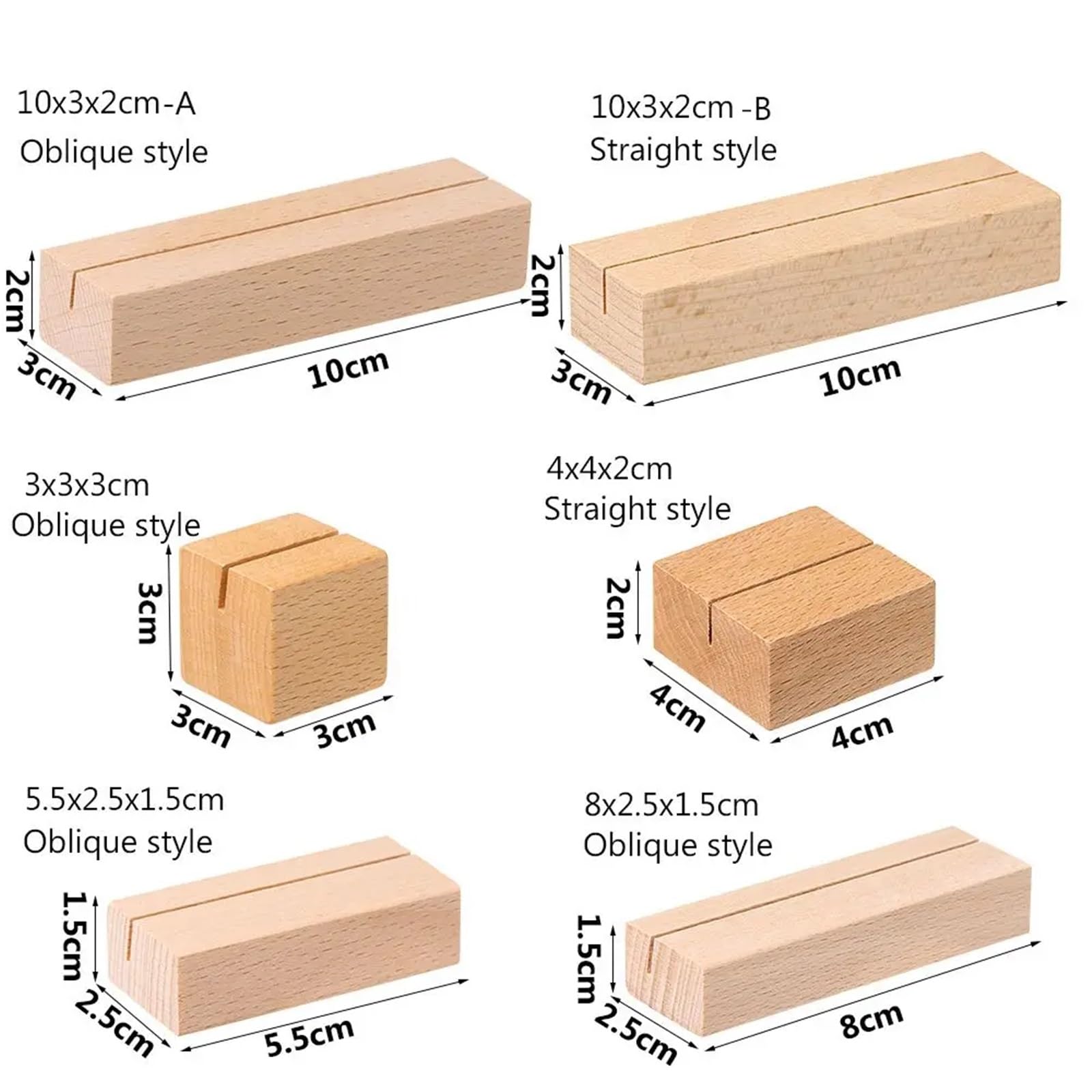 10 segnaposto in legno naturale per foto, base per foto, biglietti da scrivania in legno naturale, clip per foto, segnaposto per matrimonio, numero di nome, immagini (8 x 2,5 x 1,5 cm, nero)