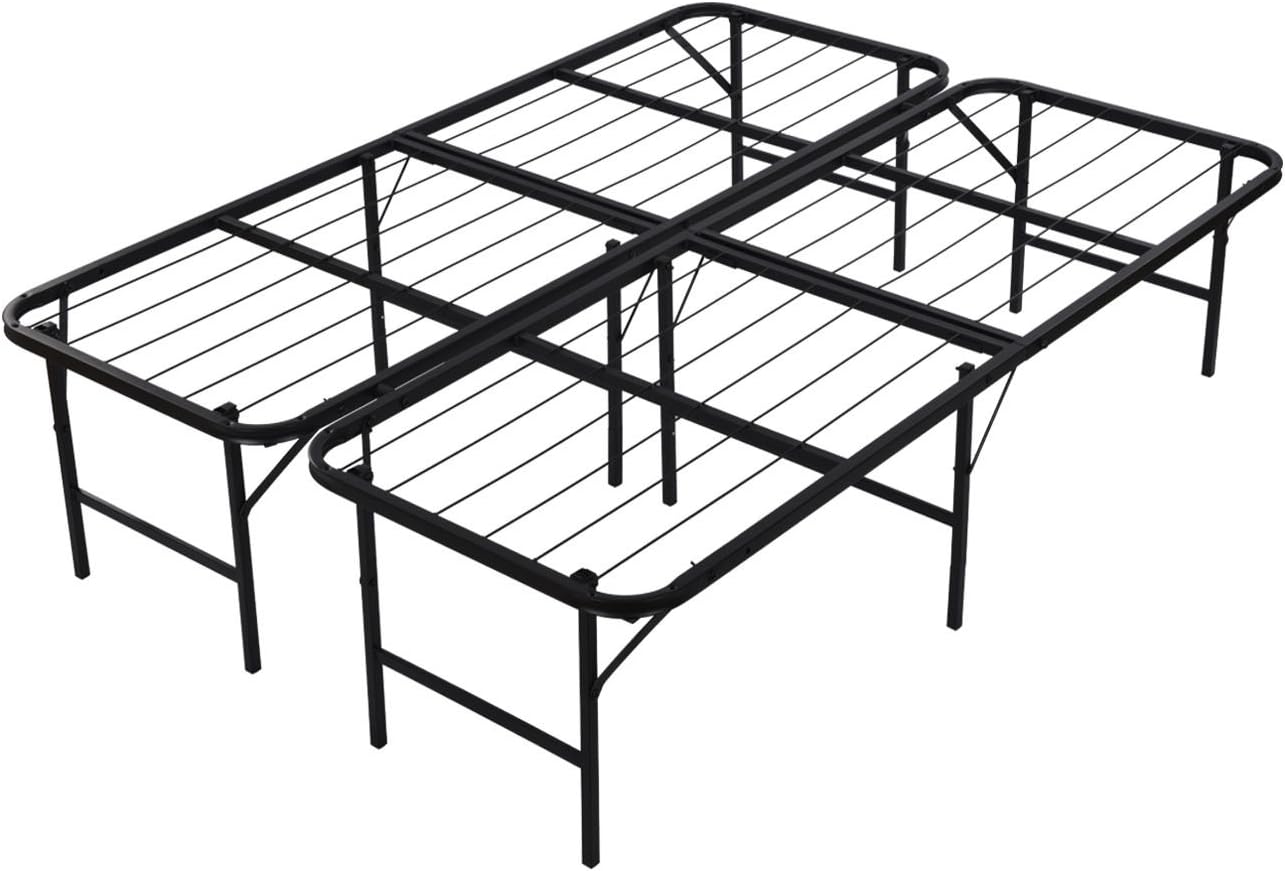 Foldable Platform Steel Bed Frame Simple Base Bi-Folding Bed Requires No Box Spring Queen Size #647