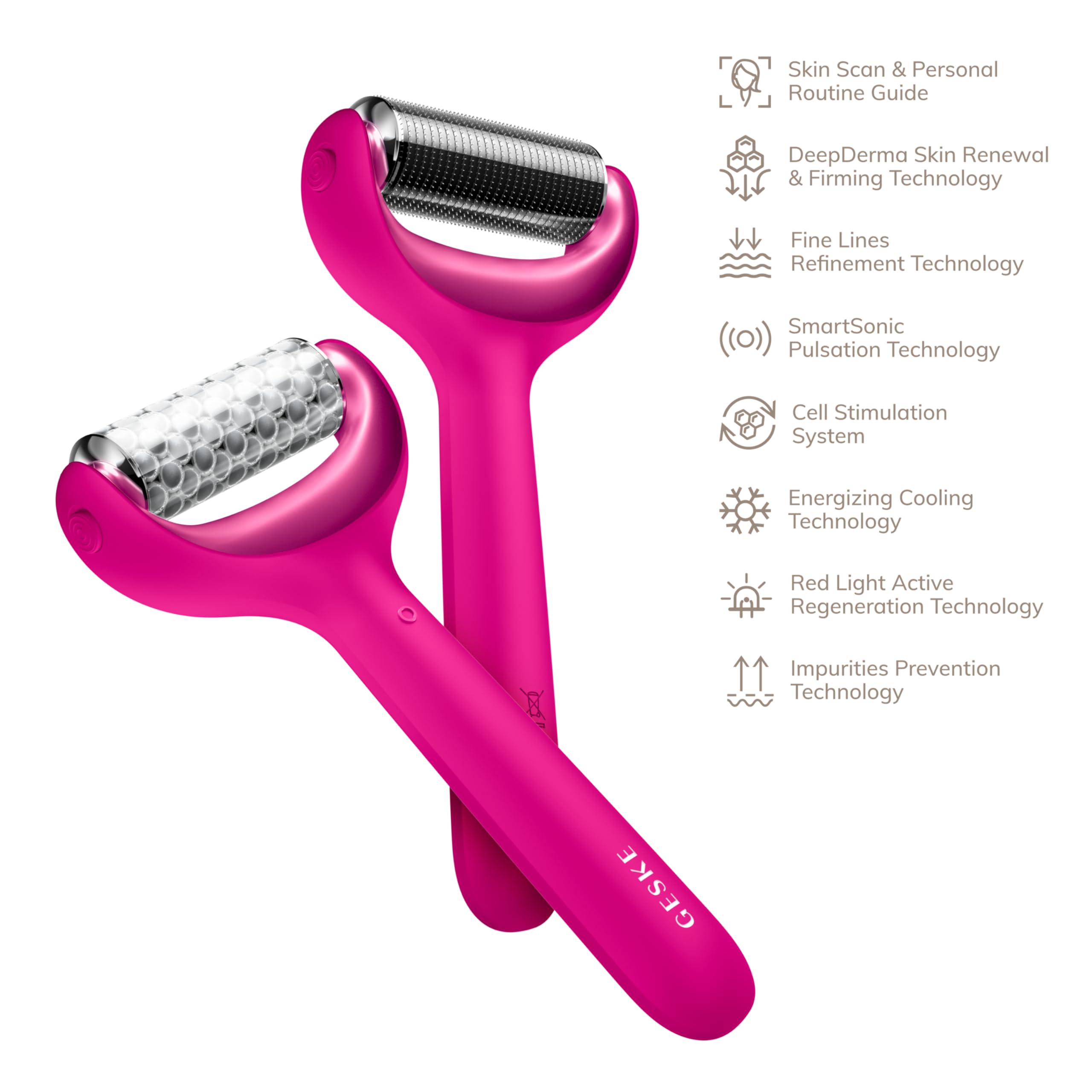 GESKE | Roller do twarzy i ciała z mikroigłami SmartAppGuided™ | 8 w 1 | Derma Roller | Elektryczny roller | mikronakłuwanie | Urządzenie do mikronakłuwania | wałek igłowy | wałek igłowy