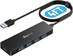 Aceele 5-Port USB 3.0 Ultra Slim Data Hub, USB Hub 3.0 Splitter with Power Port, 5Gbps for MacBook, Mac Pro/Mini, iMac, Surface Pro, XPS, Notebook PC, USB Flash Drives, Mobile HDD, and More