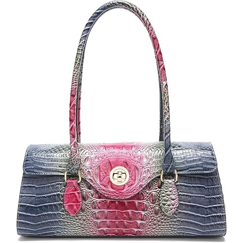 Leather Crocodile Pattern Top Handle Handbag for Women High-value Satchel Tote Purse for Ladies