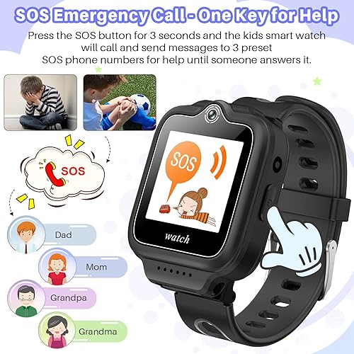 Miniatura 4 de Reloj inteligente 4G para niños con rastreador GPS y llamadas, pantalla táctil HD, reloj de teléfono celular para niños, combina SMS, voz,