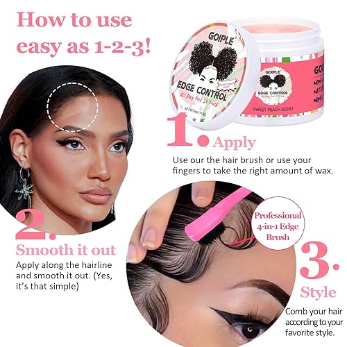 Vista 21 de Cera de control de bordes para mujer, agarre fuerte, no grasa, control de bordes más suave, gel de peinado de cera de borde, control de bordes