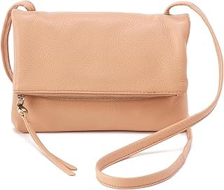 Grant Leather Small Foldover Crossbody Bag with Crossbody & Shoulder Strap, Zip Pocket, Card Compartment, and Slip Phone Holder, Porcini