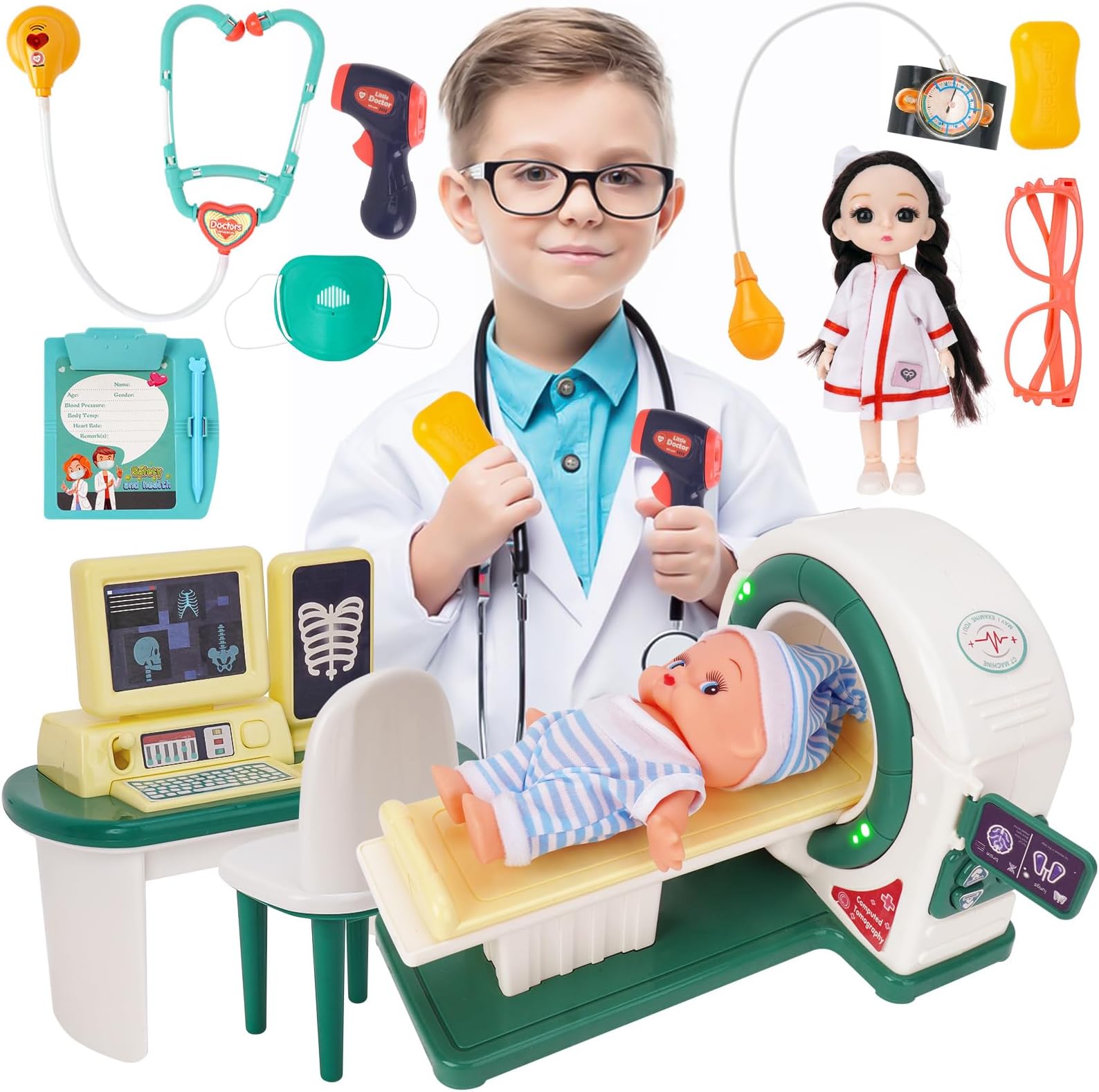 Doctor Kit for Toddlers 3-5, Medical Playset with Stethoscope