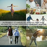 Vista 6 de NutraBulk Vitamina B-12 Cápsulas de 2500 mcg Micro-Pastilla Apoya el bienestar cognitivo y general, ayuda a ayudar al cerebro, la potencia