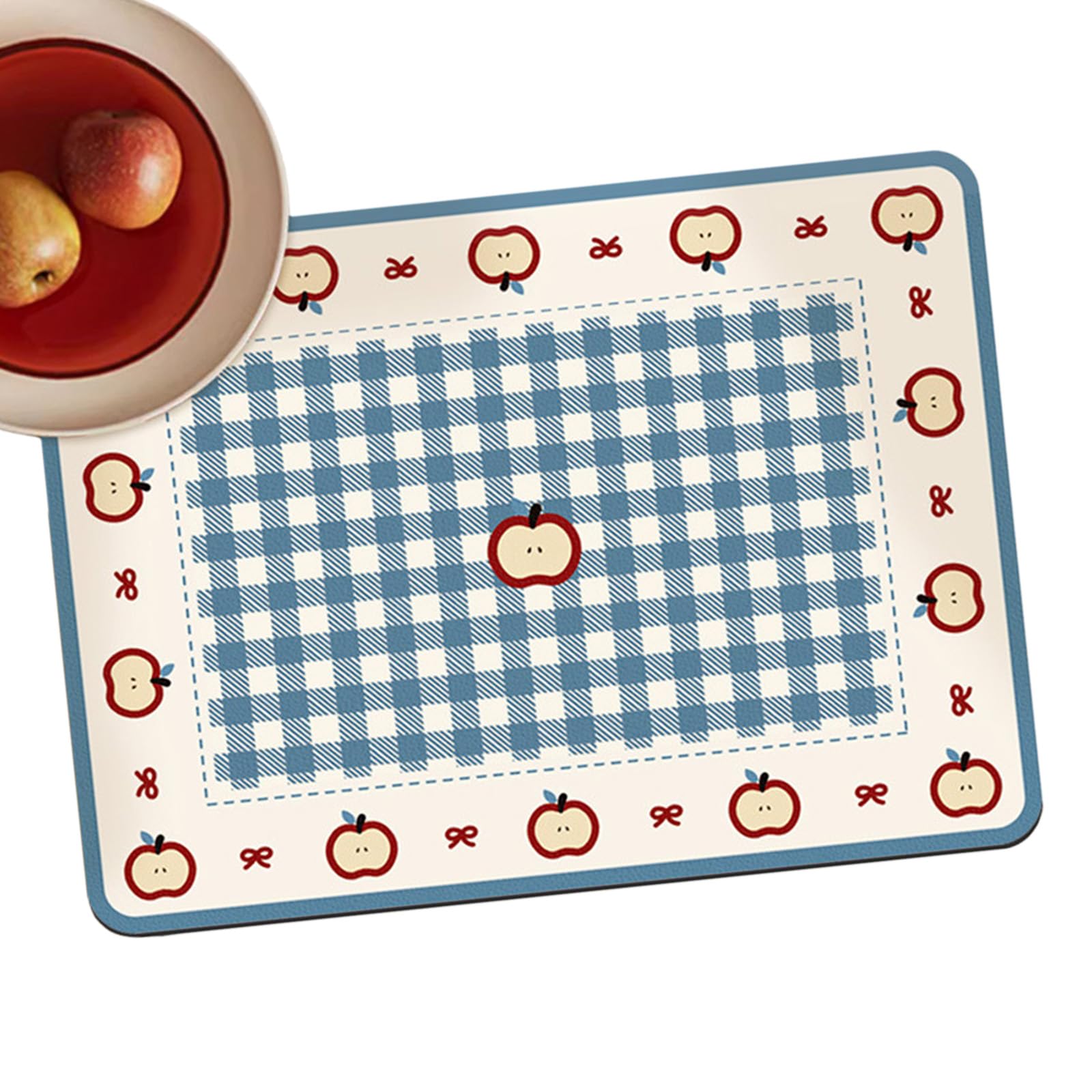 Tsophreniq Quick Dry Countertop Drying Pad with Antiskid Backing Design Decorative Kitchen Accessories for Dishes and Cookware Cartoon Kitchen Drainage Mat