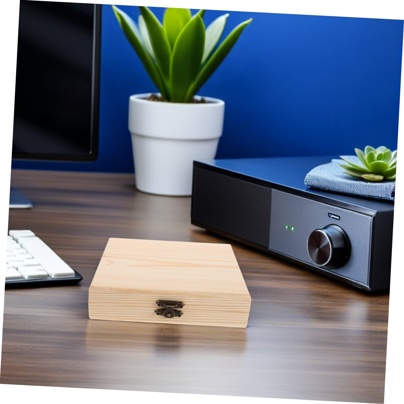 Cabilock Scatola Porta Cd in Legno Massello Quadrata 13,5x13,5x2,5 Cm Organizer Sottile Per Dvd Custodia Retrò Resistente Per Casa Ufficio Esposizione e Conservazione Multimediale