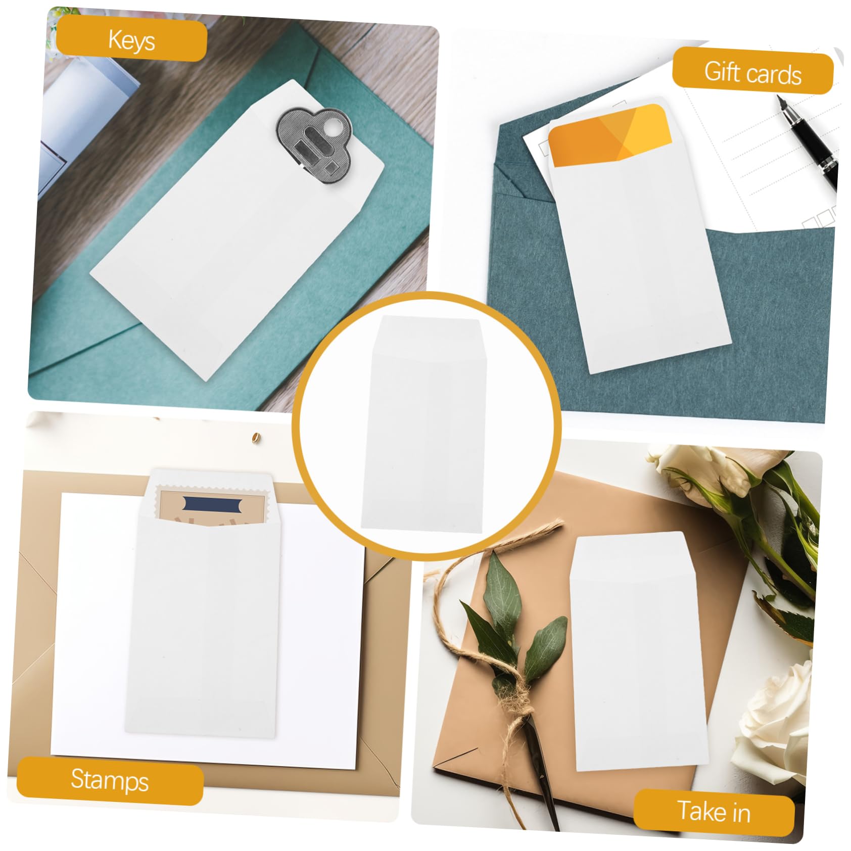PartyKindom 4 Ensembles Enveloppes Transparentes Pour Enveloppes Colorées Pour Et Organisation De Petits Objets 100 Pièces * 4