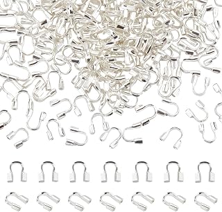 Pandahall 200pcs Wire Guardian and Protectors Silver Color Brass 0.5mm Hole Thread Protector U Shape Loop Guardian for Necklaces Bracelets Beading Jewelry Craft