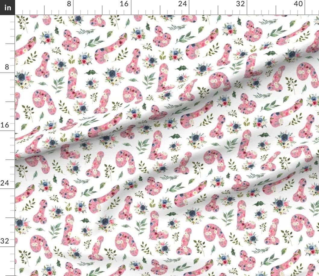 Spoonflower Fabric - Nsfw Mature Pink Floral Flower Penis Adult Gay Gay Pride Printed on Petal Signature Cotton Fabric by The Yard - Sewing Quilting Apparel Crafts Decor
