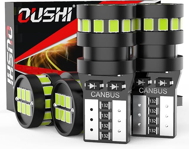 W5W LED Bulb, OUSHI Canbus Error Free T10 501 194 168 2825 12V-24V Super Bright Replacement Bulbs for Car Interior Dome Map Door Courtesy License Plate Lights, Ice Blue(Pack of 4)