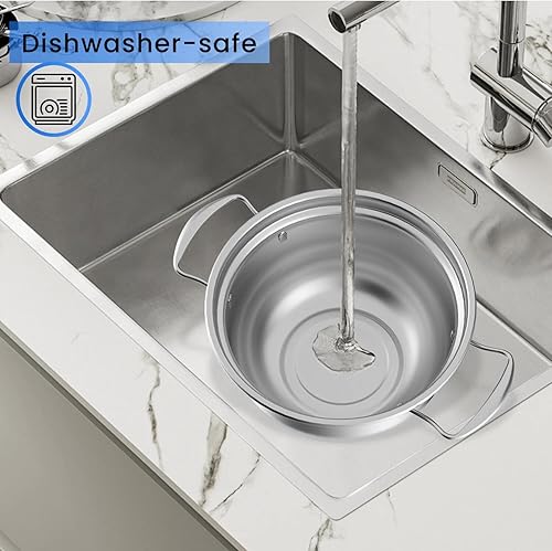 Miniatura 3 de Juego de utensilios de cocina de acero inoxidable de 15 piezas, ollas y sartenes de cocina con tapas de vidrio templado y base gruesa, juego de