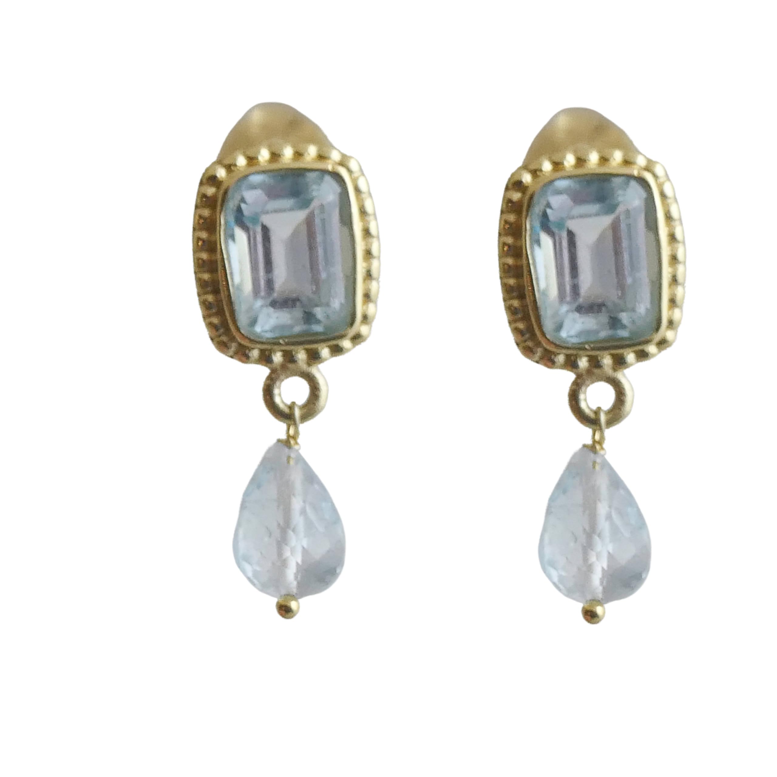 Blautopas Ohrhänger Vergoldet, 925 Sterling Silber