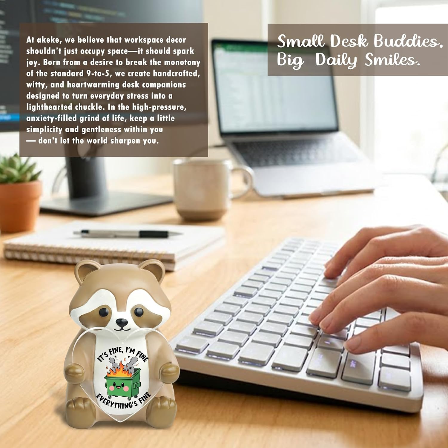 akeke Raccoon Figurine, Funny Office Desk Decor Trash Panda Gift ARA1 image 4