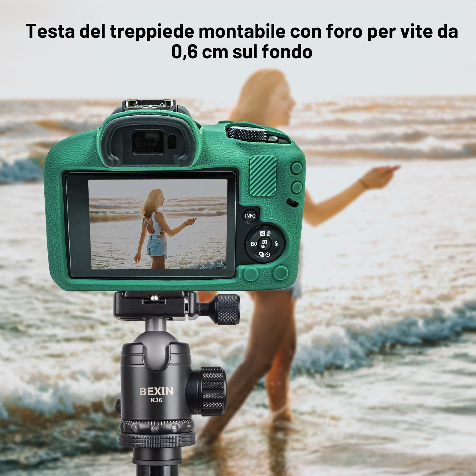 MUZIRI KINOKOO Custodia EOS R100 EOSR100 - Custodia protettiva in silicone morbido per fotocamera mirrorless Canon EOS R100/EOSR100 Antigraffio - Verde