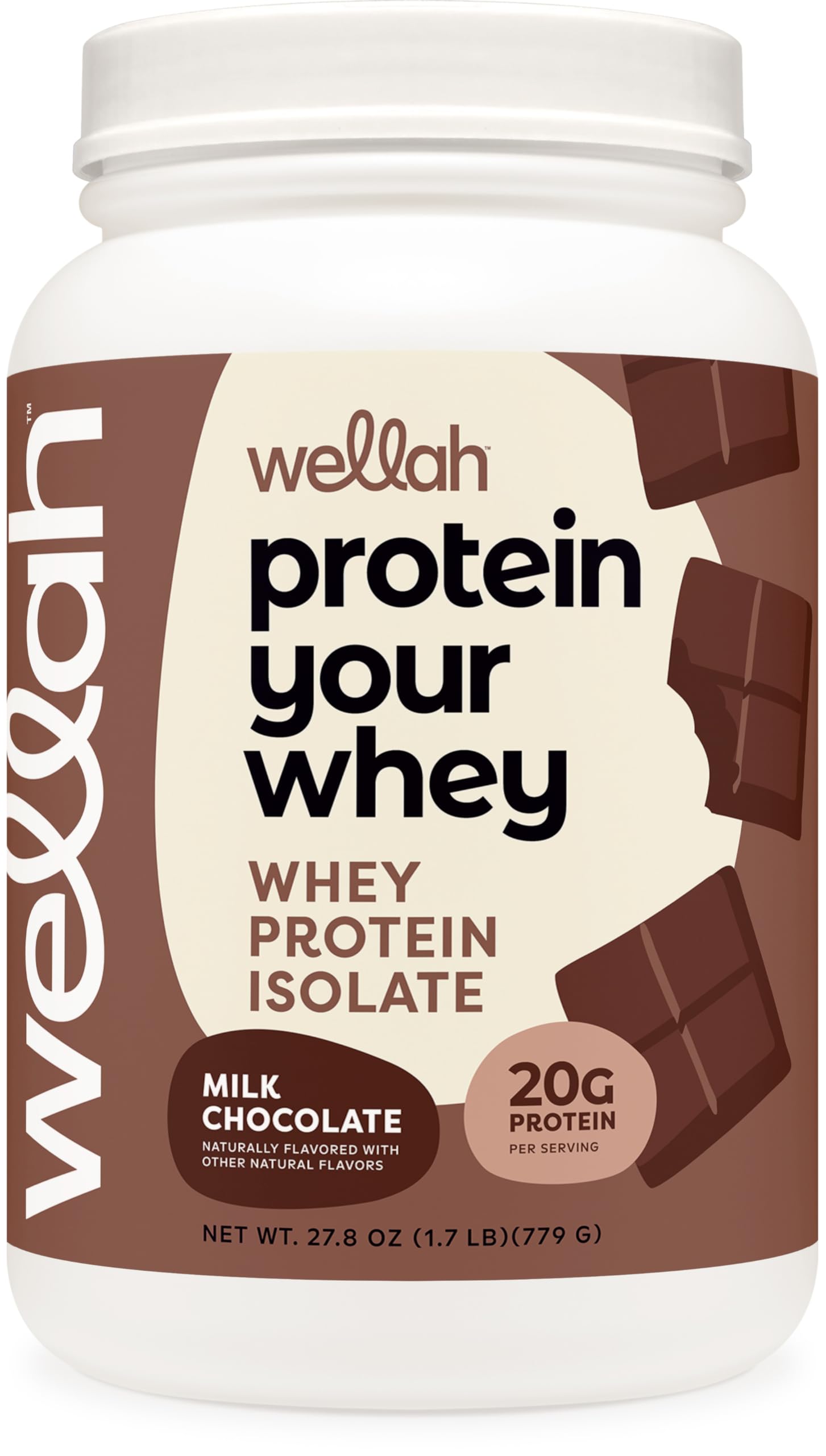 Wellah Protein Your Whey (30 Servings, Milk Chocolate Flavor) - Whey Protein Isolate Protein