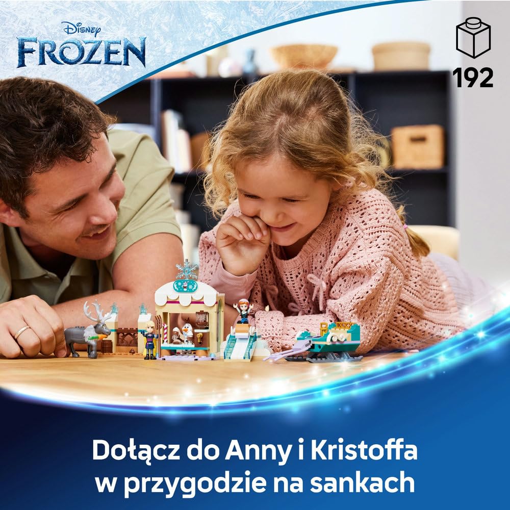 LEGO ǀ Disney Przygoda na sankach Anny, Zabawka dla Dziecka do Zbudowania z 4 Postaciami w tym, Olafem i Svenem, Zestaw Kreatywny dla Dziewczynki i Chłopca, Pomysł na Prezent dla 4-latki, 43256