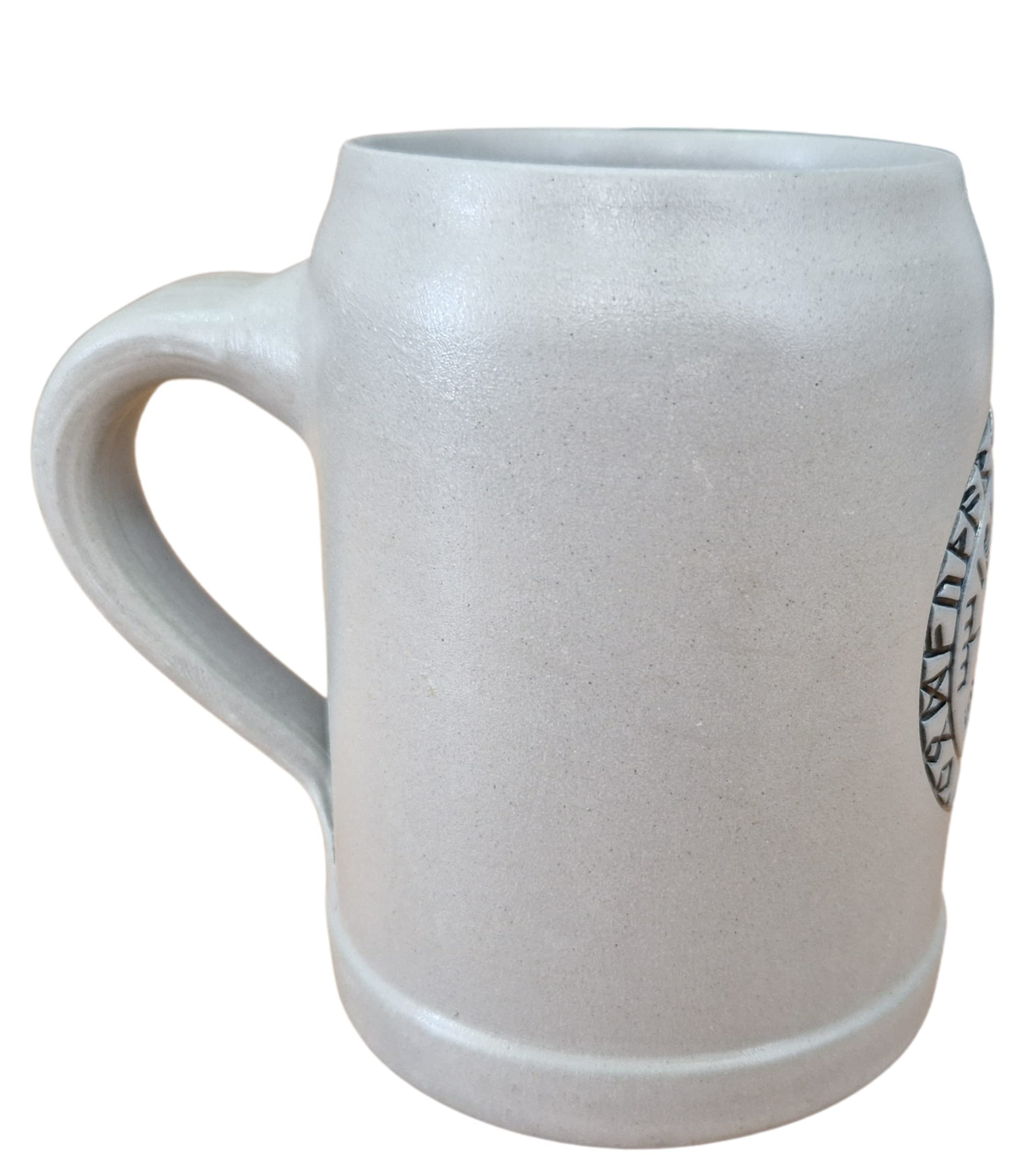 Kufel do piwa Wikingowie – kubek gliniany z grawerunkiem Vegvisir, średniowieczny kubek do kawy, ceramiczny kubek, szary