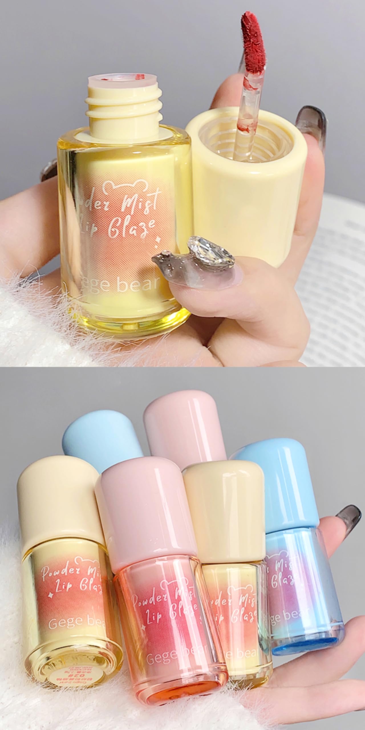 Gege Bear Powder Mist Lip Glaze | Ultra-Fine Soft Matte Finish | Lightweight & Long-Lasting | 6 Gorgeous Shades | Fluffy Cloud Lip Tint Effect | Smooth & Luxurious Texture | Modern & Chic Lip Makeup for Women (06# Late-Cooked Teak, 2.5g)