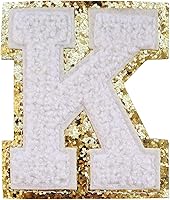 Vista 132 de SPRT - Parches de letras de chenilla universitaria con purpurina, parche de letras blancas para planchar con letras del alfabeto para disfraz