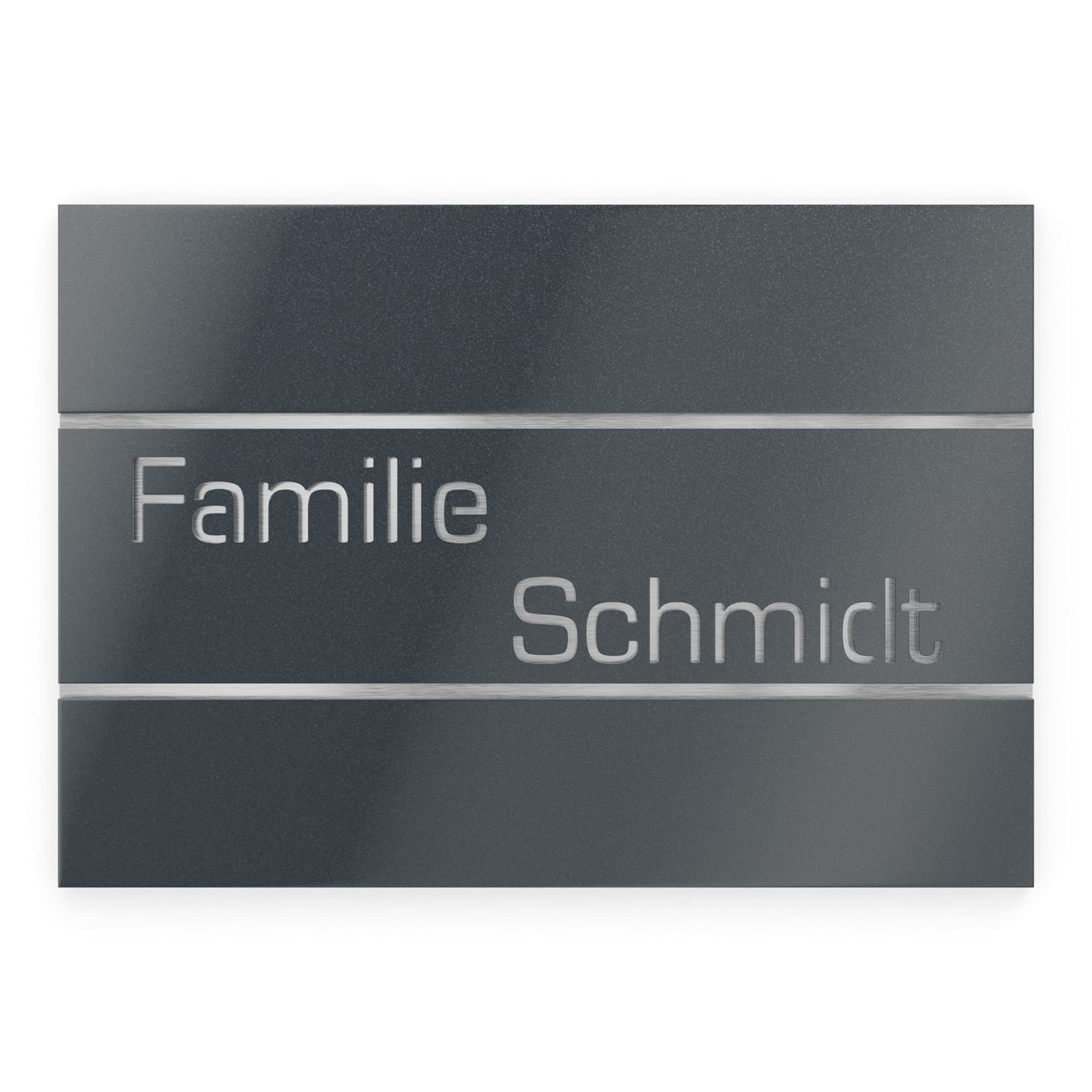 Türschild aus V2A Edelstahl 250x175mm - Anthrazit Metallic - Wetterfest Rostfrei Individuell anpassbar - Made in Germany