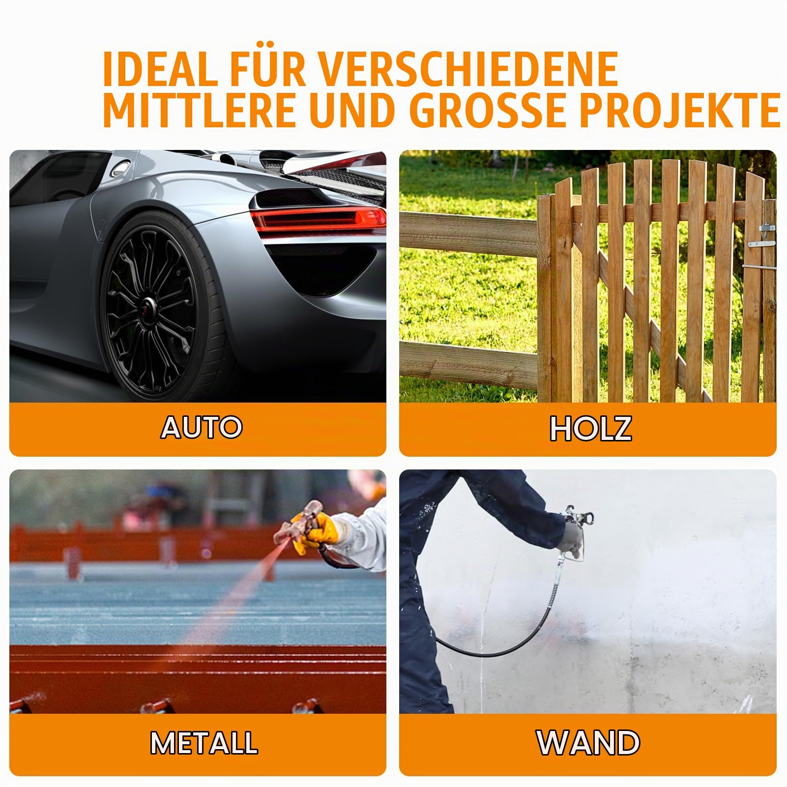 MAXXT Airless-Farbspritzgerät | 226 bar Hochdruck | 1,6 L/min Maximaldurchfluss | 7,5 m Hochdruckschlauch | Spray-Tip 517 | Inkl. Druckregelung & robustem Schlauchdesign