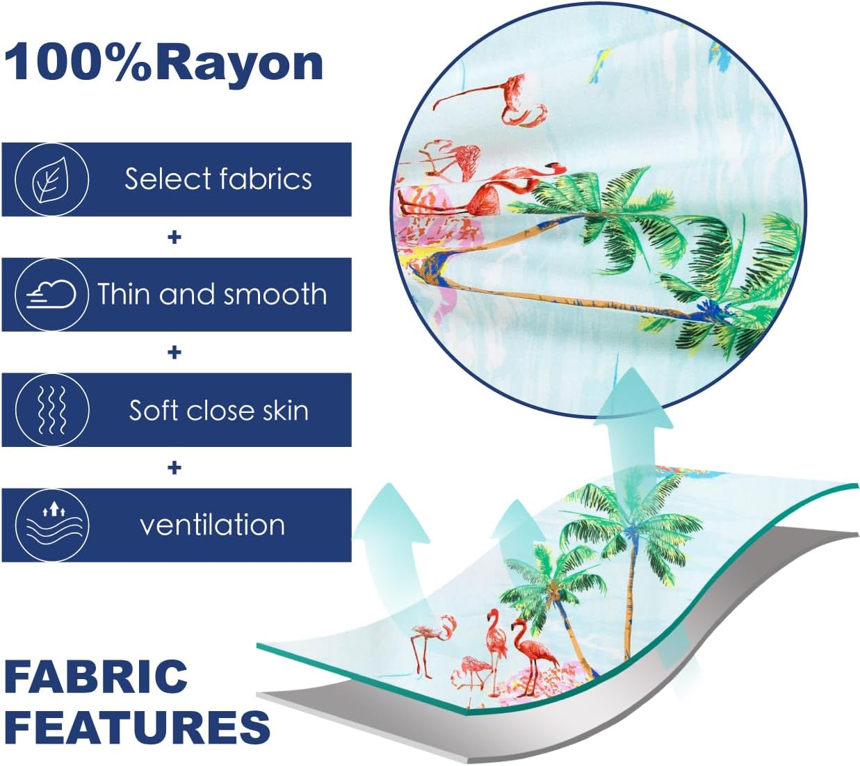 SURF CUZ Mens Hawaiian Shirts Short Sleeve Stretch Casual Aloha Shirt Vacation Mens Tropical Button Down Beach Shirts - Image 3