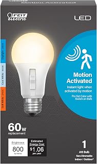 LED Three-Color Selectable, Built-in Motion Sensor Intellibulb - A19 with an E26 Medium Base Light Bulb - 60W Equivalent - 15 Year Life - 800 Lumen - 2700K, 4000K and 5000K