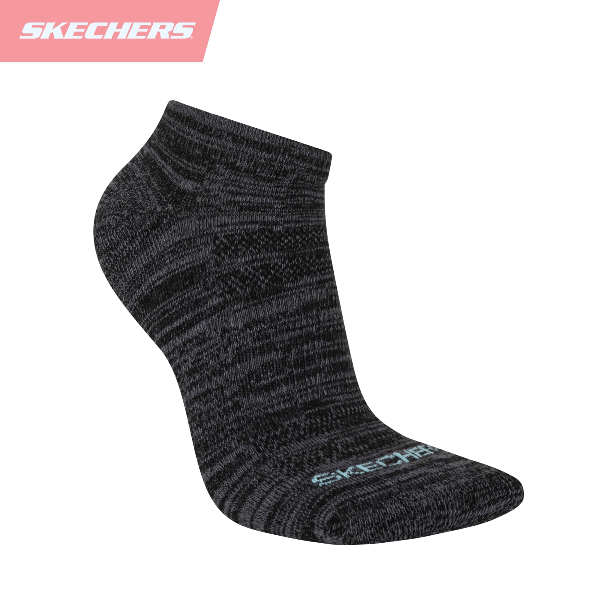 Skechers Damskie skarpety Performance Low Cut, oddychające & Cushioned Footbed, 6-pak ciemnoszarych nakrapianych, 9-11